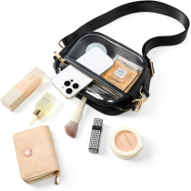 Fibrdoo Clear Leather Crossbody Bag – Stadium Approved for Events