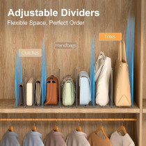 Adjustable Clear Bag & Purse Organizer Shelf for Closet Storage