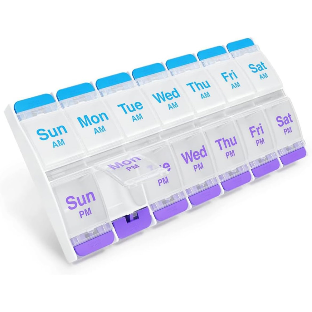 EZY DOSE 7-Day Pill Case, AM/PM Organizer, Arthritis Friendly, BPA Free