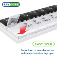 EZY DOSE 7-Day Pill Case - AM/PM Organizer, Arthritis Friendly, BPA Free