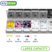 EZY DOSE 7-Day Pill Case - AM/PM Organizer, Arthritis Friendly, BPA Free