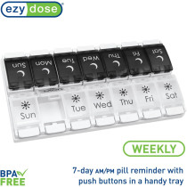 EZY DOSE 7-Day Pill Case - AM/PM Organizer, Arthritis Friendly, BPA Free