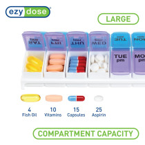 EZY DOSE Weekly AM/PM Pill Organizer – Travel-Friendly 7-Day Medication Box