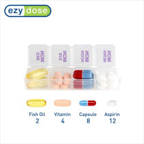 EZY DOSE Weekly Pill Case - 7-Day Vitamin Organizer, 4x Daily, BPA Free