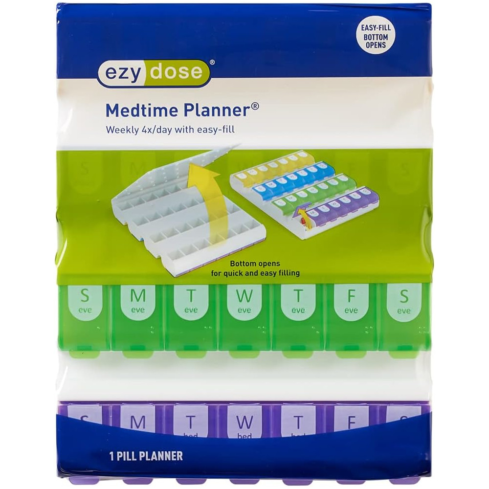 Boîte Pilulier EZY DOSE Hebdomadaire 7 Jours, 4 Fois/Jour