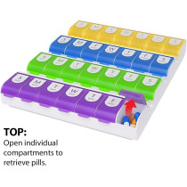 EZY DOSE Weekly Pill Case - 7-Day, 4 Times Daily, Large Compartments