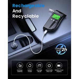 Professional Breathalyzer with 10 Mouthpieces | Accurate Portable Alcohol Tester