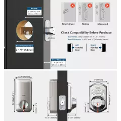 Serrure Biométrique TEEHO TE002 - Entrée Sans Clé Satin Nickel
