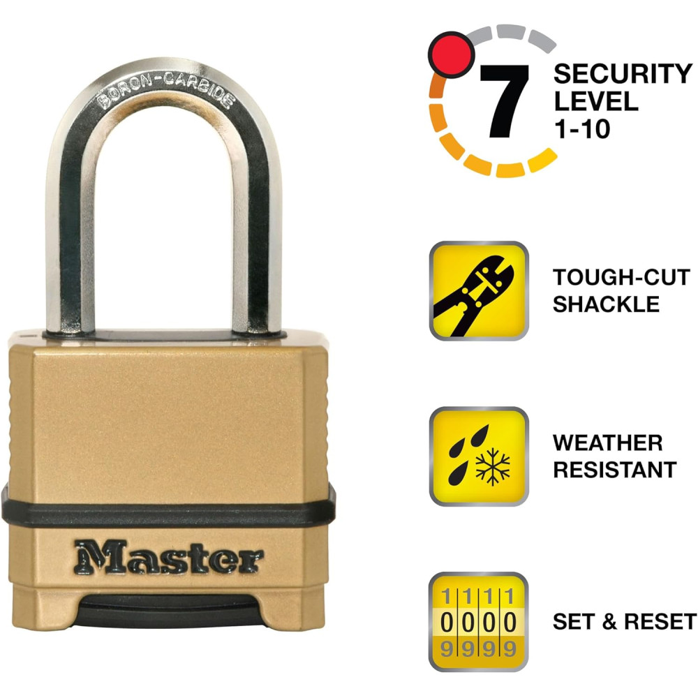 Master Lock Gold Outdoor Combination Lock, Heavy Duty, 2 Pack