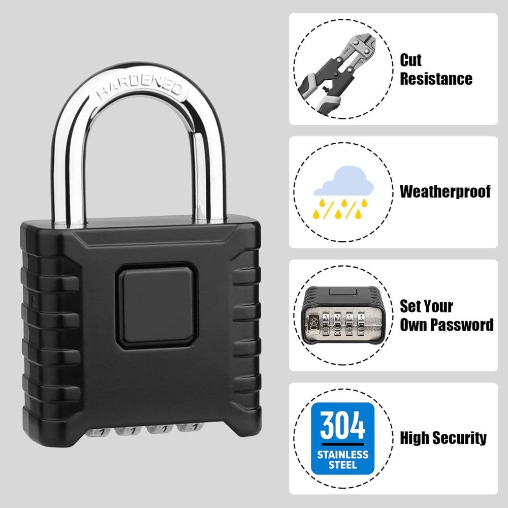 DIYife Heavy Duty Outdoor Padlock, Weatherproof, Hidden Password Lock