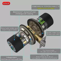 Serrure de Porte Intelligente avec Clavier, 50 Codes Utilisateurs, Étanche, Auto Verrouillage - Noir Mat