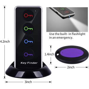 Reyke Key Finder – 80dB+ RF Tracker, 131ft Range, 1 Transmitter & 4 Receivers