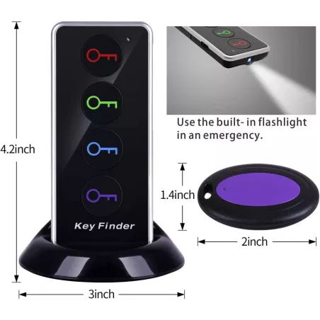 Reyke Key Finder : Localisateur RF 131ft, 4 Récepteurs, 80dB+