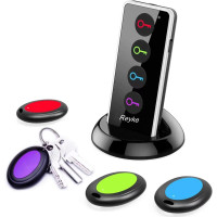 Reyke Key Finder - 80dB+ RF Tracker, 131ft Range, 1 Transmitter & 4 Receivers for Wallet, Phone, Pet