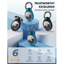 UNBREAKcable AirTag Holder 4-Pack - Secure, Waterproof TPU Case with Keychain