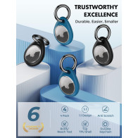 UNBREAKcable AirTag Holder 4-Pack - Secure, Waterproof TPU Case with Keychain