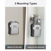 Puroma Key Lock Box - Wall Mount & Portable Security Lockbox, Gray