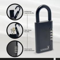 Kingsley Guard-a-Key Black Lockbox - Portable, Resettable Key Safe