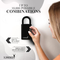 Kingsley Guard-a-Key Black Lockbox - Portable, Resettable Key Safe