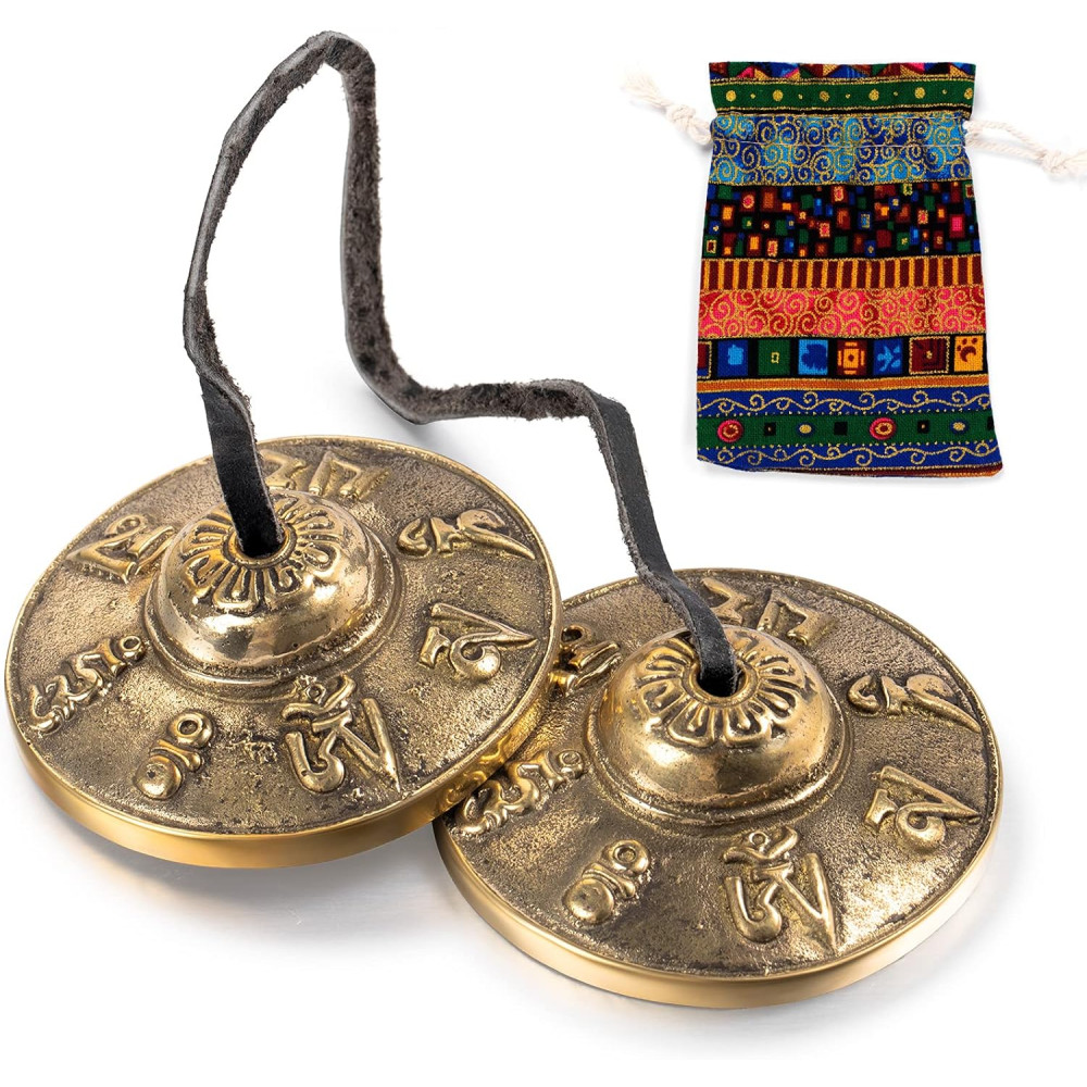 Boao Tibetan Tingsha Cymbals 6.3cm Meditation Chime Bells with Bag
