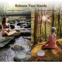 Kipcush Tibetan Meditation Bowl Sound Machine - 7 Singing Bowls & Timer