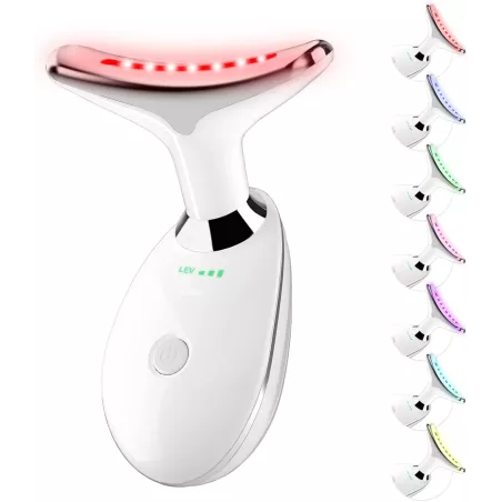 Lampe de thérapie LED 7 couleurs pour visage et cou, appareil de soin à domicile (blanc)