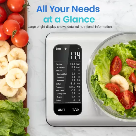 Balance de Cuisine Intelligente Etekcity, Calculateur Nutritionnel, Application Gratuite, Acier Inoxydable, 11lb