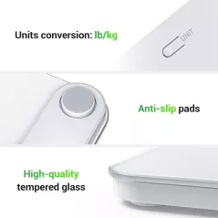 Balance de Salle de Bain Ovutek 400lb, Numérique Précise, Verre Trempé, Écran LED, Piles Incluses