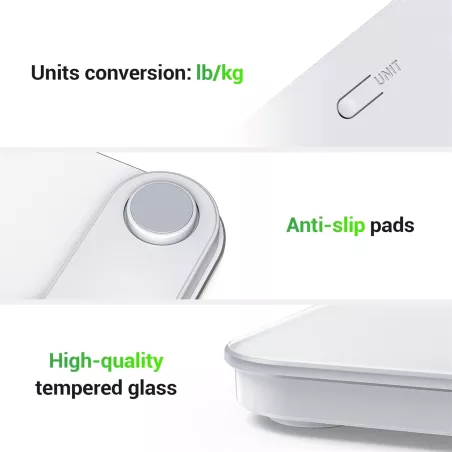 Balance de Salle de Bain Ovutek 400lb, Numérique Précise, Verre Trempé, Écran LED, Piles Incluses
