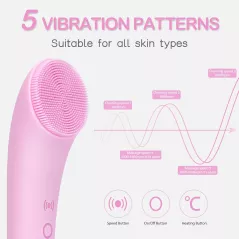 Brosse Visage PRITECH Rechargeable Silicone Chauffante Rose