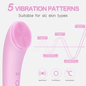 PRITECH Rechargeable Silicone Facial Cleansing Brush with Heat Massage