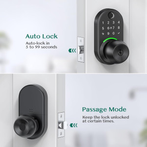 Yamiry Keypad Smart Door Lock with Knob – Fingerprint & Remote Passcode