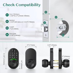 Yamiry Keypad Smart Door Lock with Knob – Fingerprint & Remote Passcode