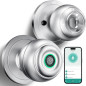 Smart Fingerprint Door Lock with Keyless Thumbprint & App Control, Biometric Door Knob for Home, Silver