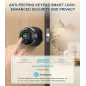 Serrure de porte biométrique à empreinte digitale avec clavier, contrôle app, auto-verrouillage, noir mat