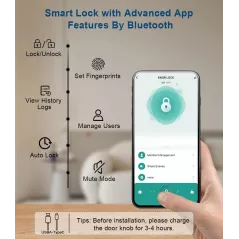 Serrure Biométrique Porte Empreinte Digital avec Clavier NoirMat