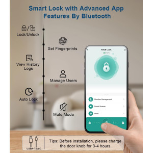 Smart Fingerprint Door Lock with Keypad & App Control – Matte Black