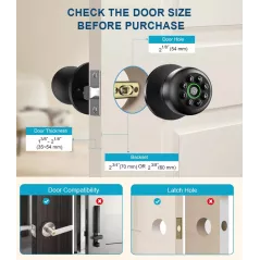 Serrure Biométrique Porte Empreinte Digital avec Clavier NoirMat