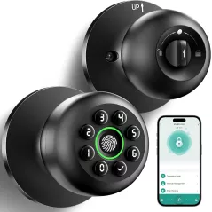 Serrure Biométrique Porte Empreinte Digital avec Clavier NoirMat
