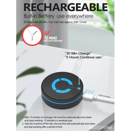 Tens Black Unit avec 2 électrodes, Appareil de massage EMS microcourant, stimulateur musculaire multifonction