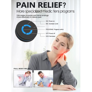 Tens Black Unit with 2 Pads | EMS Microcurrent Mini Massager for Pain Relief