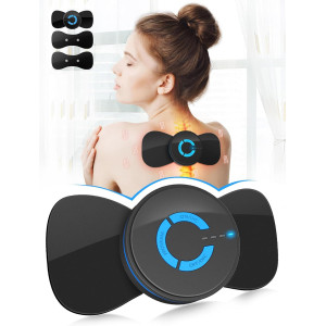 Tens Black Unit with 2 Pads | EMS Microcurrent Mini Massager for Pain Relief