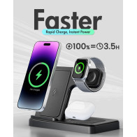 3-in-1 Wireless Charger Stand for iPhone, Apple Watch & AirPods