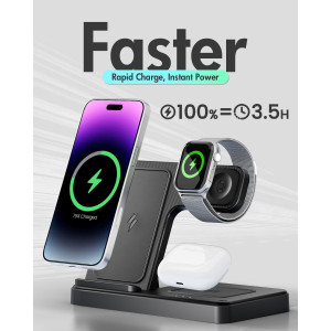 3-in-1 Wireless Charger Stand for iPhone, Apple Watch & AirPods