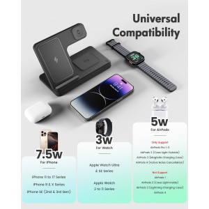 Chargeur Sans Fil iPhone 3 en 1 pour iPhone, Apple Watch, AirPods