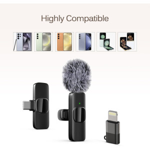 Microphone Sans Fil Professionnel Lavalier pour iPhone & iPad