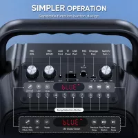 Machine à karaoké portable Bluetooth avec 2 micros sans fil, lumières, support USB/TF/REC/FM/AUX
