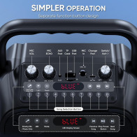 Machine Karaoké Bluetooth Portable avec 2 Micros Sans Fil & Lumières