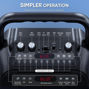 Portable Karaoke Machine with Bluetooth, 2 Mics, Lights & PA System