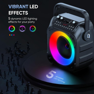 Portable Karaoke Machine with Bluetooth, 2 Mics, Lights & PA System